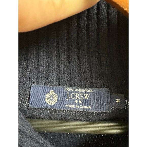 J. Crew 100% Lambswool Navy Shawl Collar Grey Striped Pullover Sweater - M - Picture 4 of 5